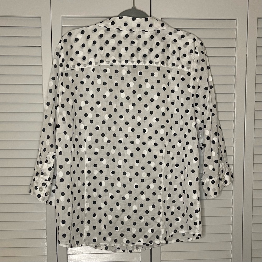Karen Scott Polka Dot Button Down Shirt - Picture 2 of 6